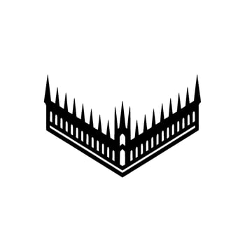 Gothic Fortress Silhouette, Minimalist Emblem, Lineart vector