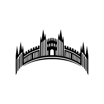 Gothic Fortress Silhouette, Minimalist Emblem, Linear vector