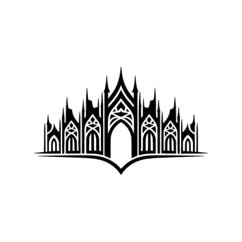 Gothic Arch Silhouette, Regal Emblem, Architectural vector