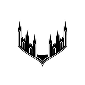 Gothic Silhouette Fortress Emblem, Dramatic Gradient vector