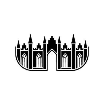 Gothic Arch Silhouette, Medieval Fortress Emblem vector