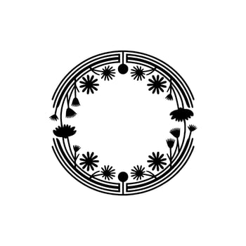 Geometric Floral Border, Minimalist, Circular Motif vector