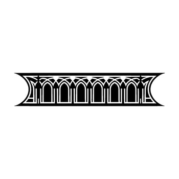 Gothic Arch Ornament, Detailed Black Line Art Border vector