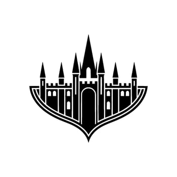 Gothic Castle Silhouette, Minimalist Emblem, Regal Symbol, Fortress vector