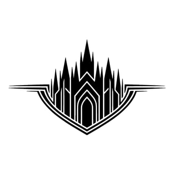 Geometric Gothic Crest - Stark Silhouette Emblem vector