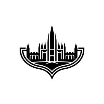 Geometric Cityscape Emblem, Art Deco Revival vector