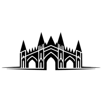 Gothic Bridge Silhouette, Minimalist Emblem vector