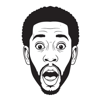 illustration of a surprised afro american man with an open mouth expression vector