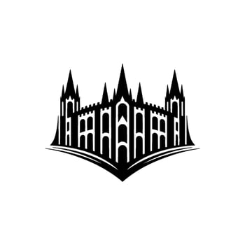 Gothic Citadel Silhouette, Minimalist Emblem, Architecture vector