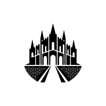 Gothic Fortress Silhouette, Symbolic Journey vector