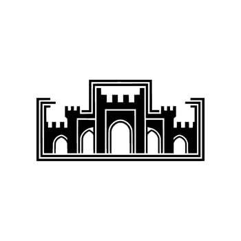 Geometric Fortress Minimalist Black White Emblem, Architecture vector