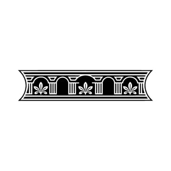 Classical Column Capital Ornament, Detailed Black White vector