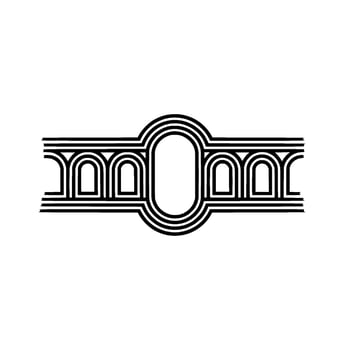 Art Deco Geometric Border, Streamlined, Line vector