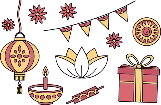 Diwali Elements Set Illustration for November Festival Designs vector