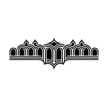 Art Deco Crest Geometric Ornament, Elegant, Line art vector
