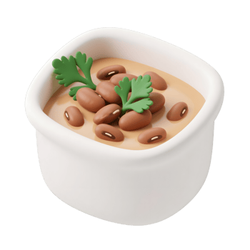 Bowl of bean soup garnished with parsley isolated on transparent background png