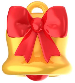 Christmas bell and bow ribbon 3D Christmas festival illustration png