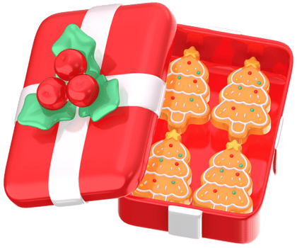 Cookie gift box 3D Christmas festival illustration png