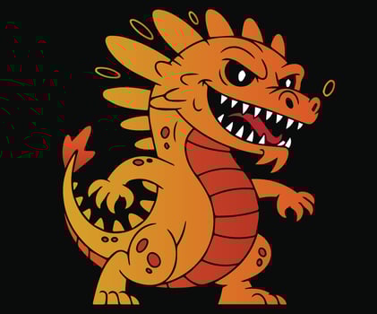A digital art concept featuring a fierce dragon illustration. vector