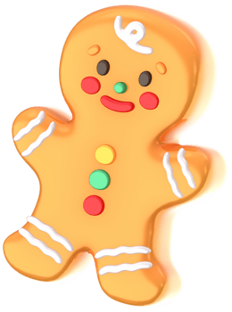 Gingerbread man 3D Christmas festival illustration png