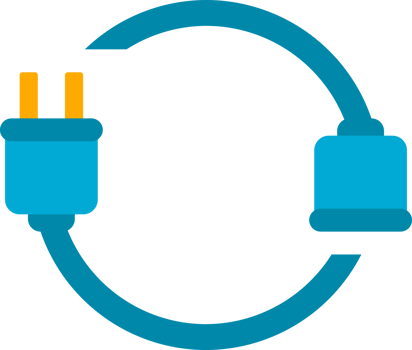 Blue line electric wire plug circle png