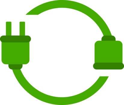 Green line electric wire plug circle png