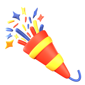 A icon colorful cone with stars and confetti png