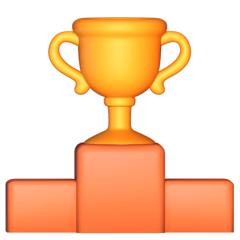 A icon trophy cup on top of a block png