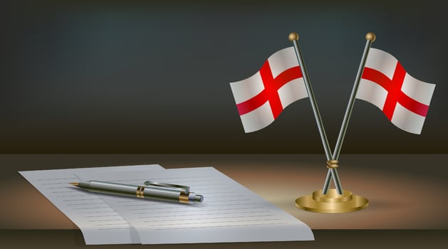 England table flag on a dark gradient color background table. Illustration vector
