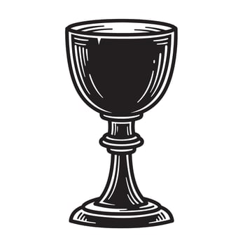 Classic illustration of a vintage art silhouette chalice on a white background vector