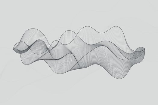 Curved wave shapes made of digital dots forming an abstract futuristic background design vector