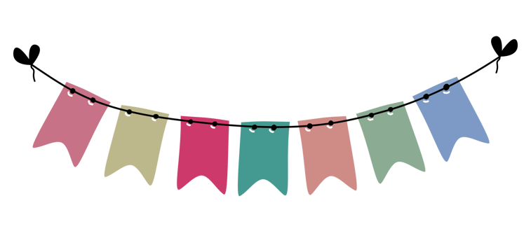 Decorated flags, images of celebrations and festivals, curved lines make the overall composition dynamic and gentle. png
