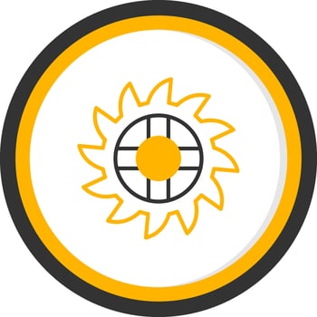 Sharp Tooth Hand Saw Line Two Color Circle vector