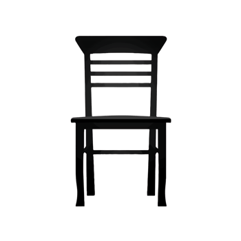 Black Wooden Chair with White Outline on Transparent Background png