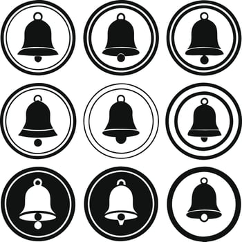 Collection of Notification Bell Icons in Circles vector