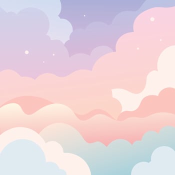 Serene Pastel Cloudscape Dreamy Pink, Purple, and Blue Sky Illustration, Peaceful Mood - Professional digital artwork with vibrant colors and detailed composition vector