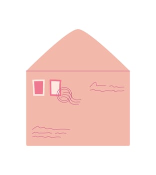 Flat envelope with romantic message and cute love card in pink colors. Cute note represents love and celebration of valentine's day. Ideal for greetings, invitations, or correspondence. vector