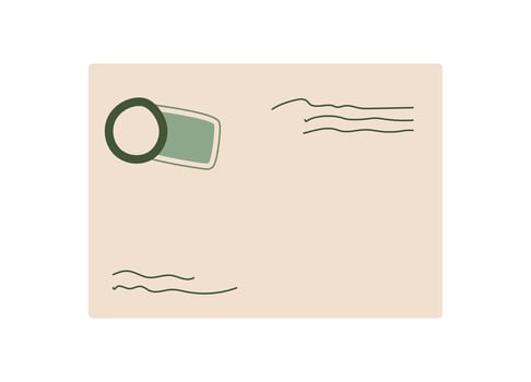 Creative flat cartoon letter and envelope with handwritten note and message. Vintage mail card design with postal elements, perfect for communication themes in various projects. vector