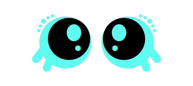 Cute cartoon eyes symbol. Playful abstract eyes icon. Y2K retro aesthetic, modern shape, perfect for shapes or decoration in trendy designs. vector