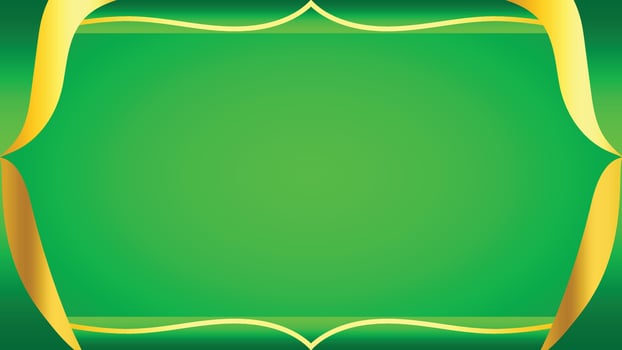 Elegant bright green background with a decorative golden ribbon frame. Perfect for luxury invitations, festive projects, wedding stationery, greeting cards, and stylish design templates vector