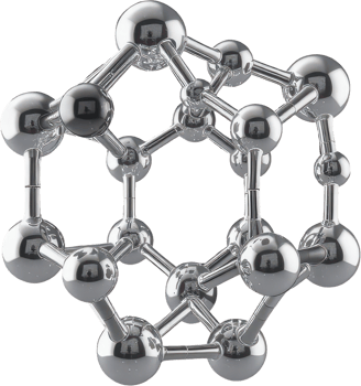 Shiny chrome molecular structure abstract scientific model png