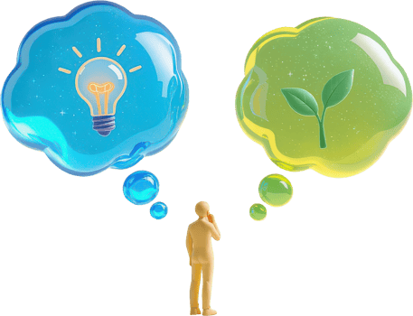 Man contemplating innovation and sustainable growth concepts png