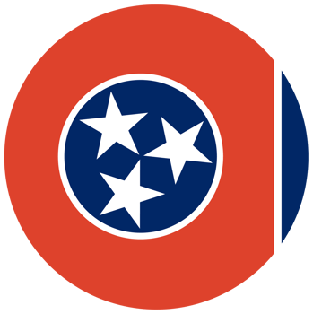 Circle Flag of Tennessee State isolated in circle shape. png