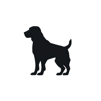Dark Dog Silhouette Standing with Outline on Transparent Background png