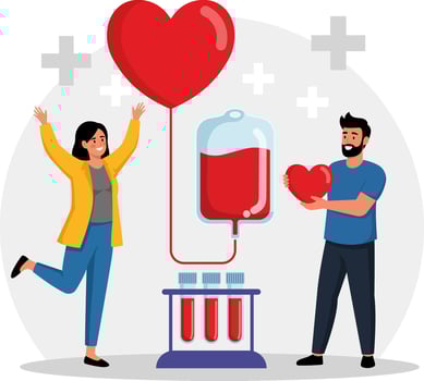 Illustration of a Life-Saving Contribution Individuals Participating in a Blood Donation Drive,and the Vital Act of Giving Blood for Medical Needs vector