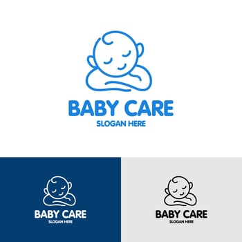 sleeping baby logo illustration design vector