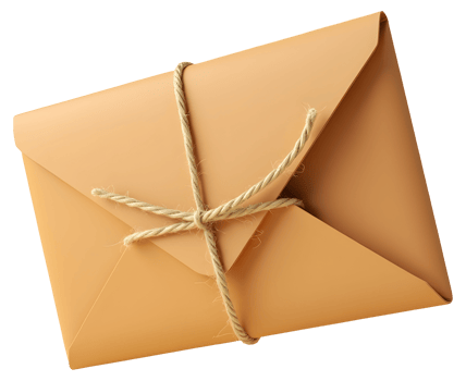 Carefully packaged brown envelope tied with simple string, suggesting important png