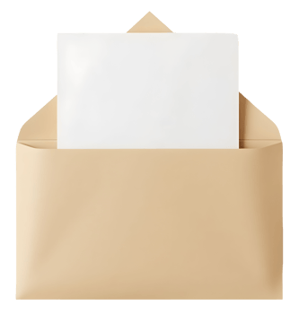 Open beige envelope reveals blank paper. Anticipate new letter or important mail message png