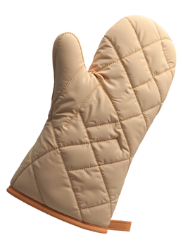 Beige oven mitt for safe cooking and baking in kitchen, providing comforting protection png