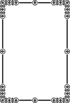 black monochrome square stencil classic byzantine ornament. Rectangle, border, Ancient Greece, Eastern Roman Empire frame. Decor Russian Orthodox vector